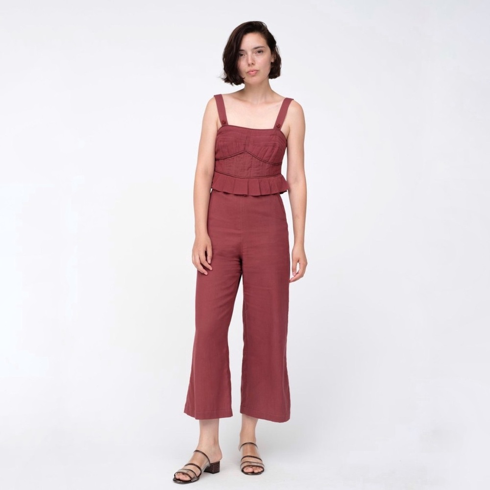 Sea New York | Striped Peplum Wide Leg Jumpsuit Size 4